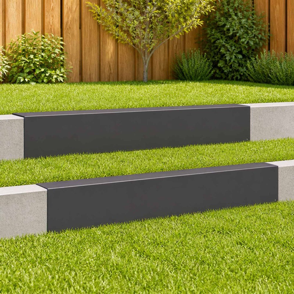 vidaXL Topprofil för rabattkant 2 st 100 x 6 x 15 cm Stål Svart