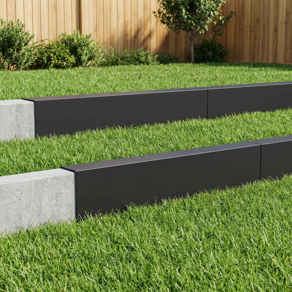 vidaXL Topprofil för rabattkant 10 st 100 x 6 x 15 cm Stål Svart