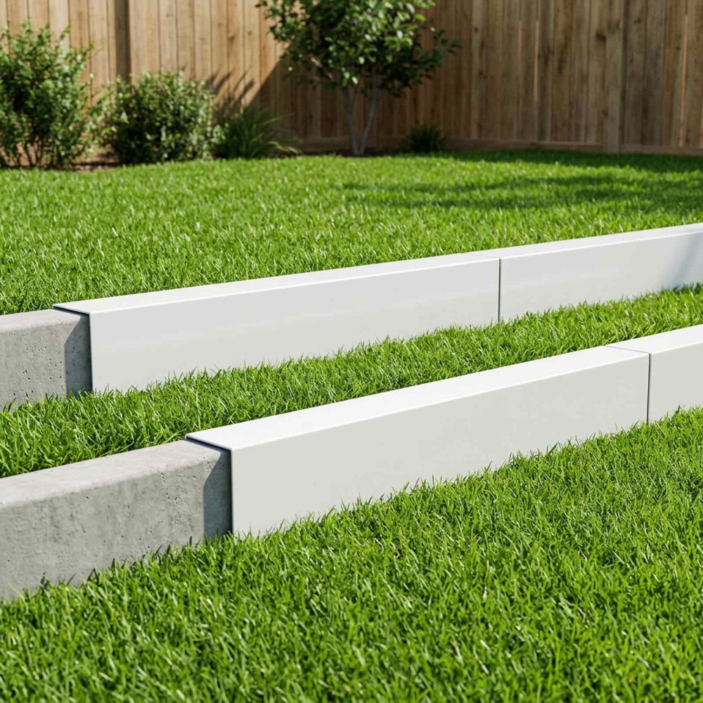 vidaXL Topprofil för rabattkant 10 st 100 x 6 x 15 cm Stål Vit