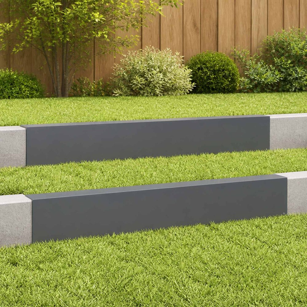 vidaXL Topprofil för rabattkant 2 st 100 x 6 x 15 cm Stål Antracit