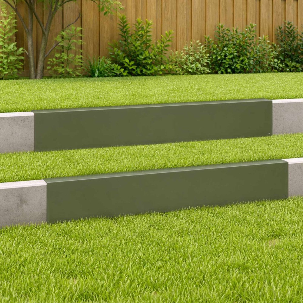 vidaXL Topprofil för rabattkant 2 st 100 x 6 x 15 cm Stål Olivgrön