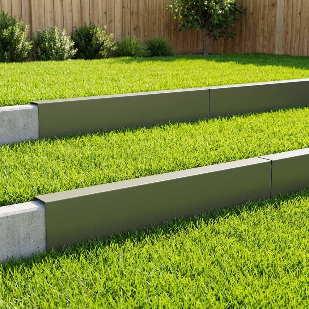 vidaXL Topprofil för rabattkant 10 st 100 x 6 x 15 cm Stål Olivgrön