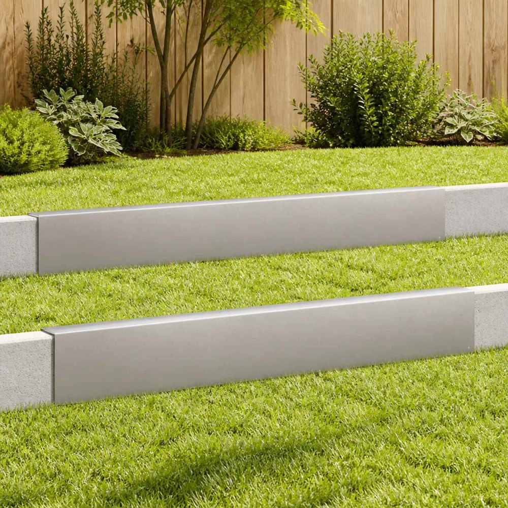 vidaXL Topprofil för rabattkant 2 st 100 x 6 x 15 cm Rostfritt stål