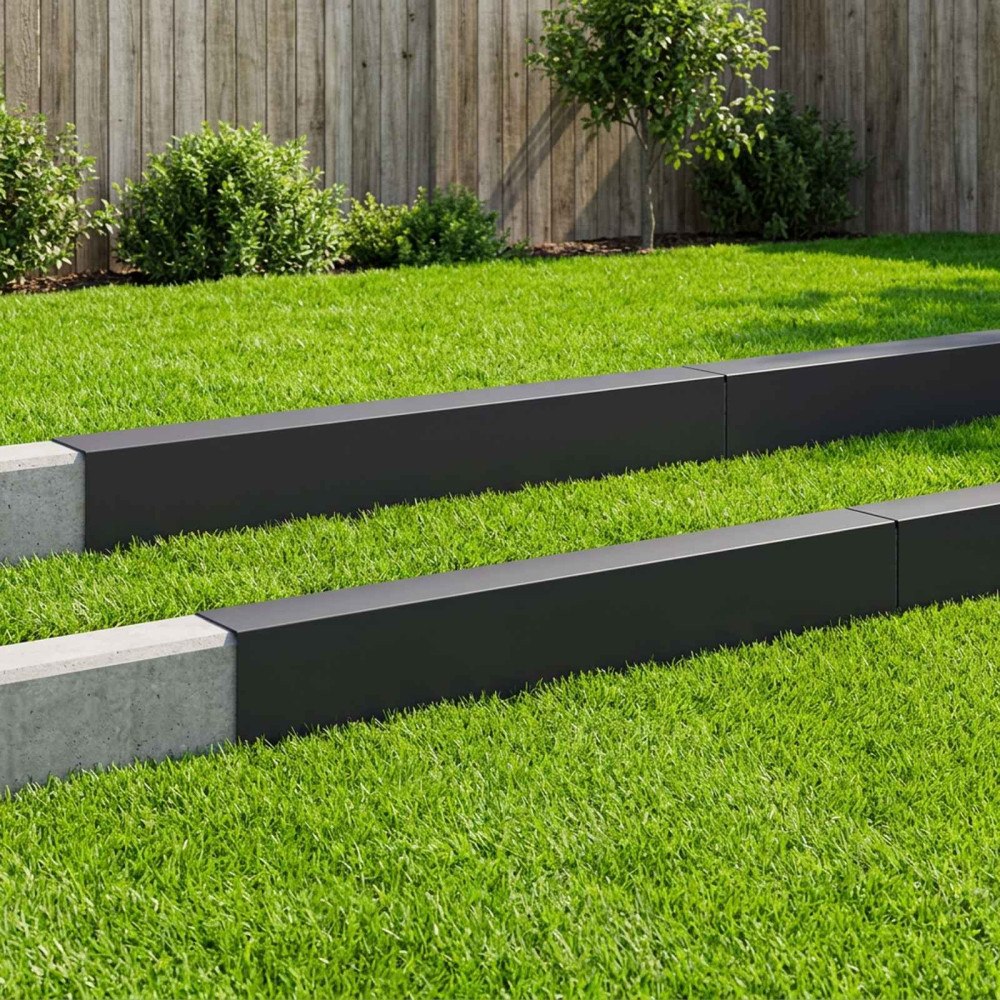 vidaXL Topprofil för rabattkant 10 st 100 x 15 x 15 cm Stål Svart