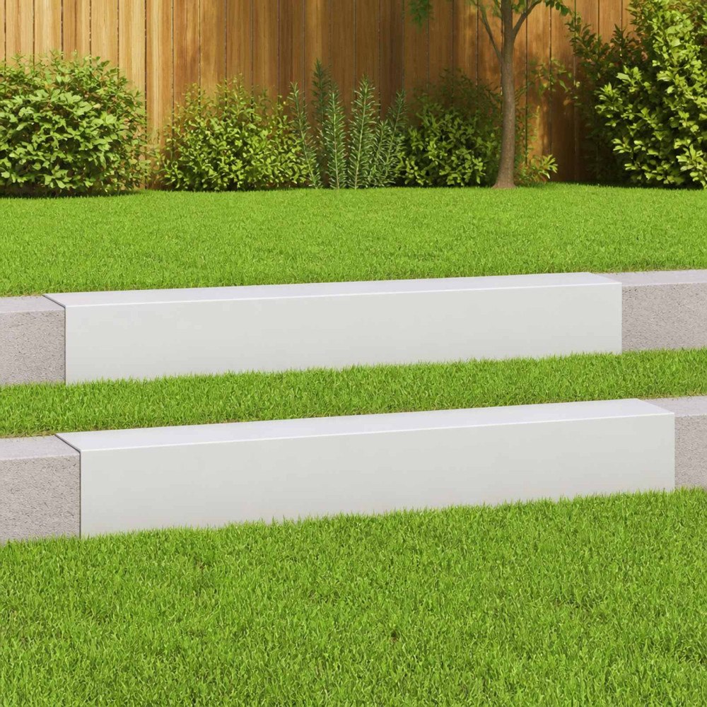 vidaXL Topprofil för rabattkant 2 st 100 x 15 x 15 cm Stål Vit
