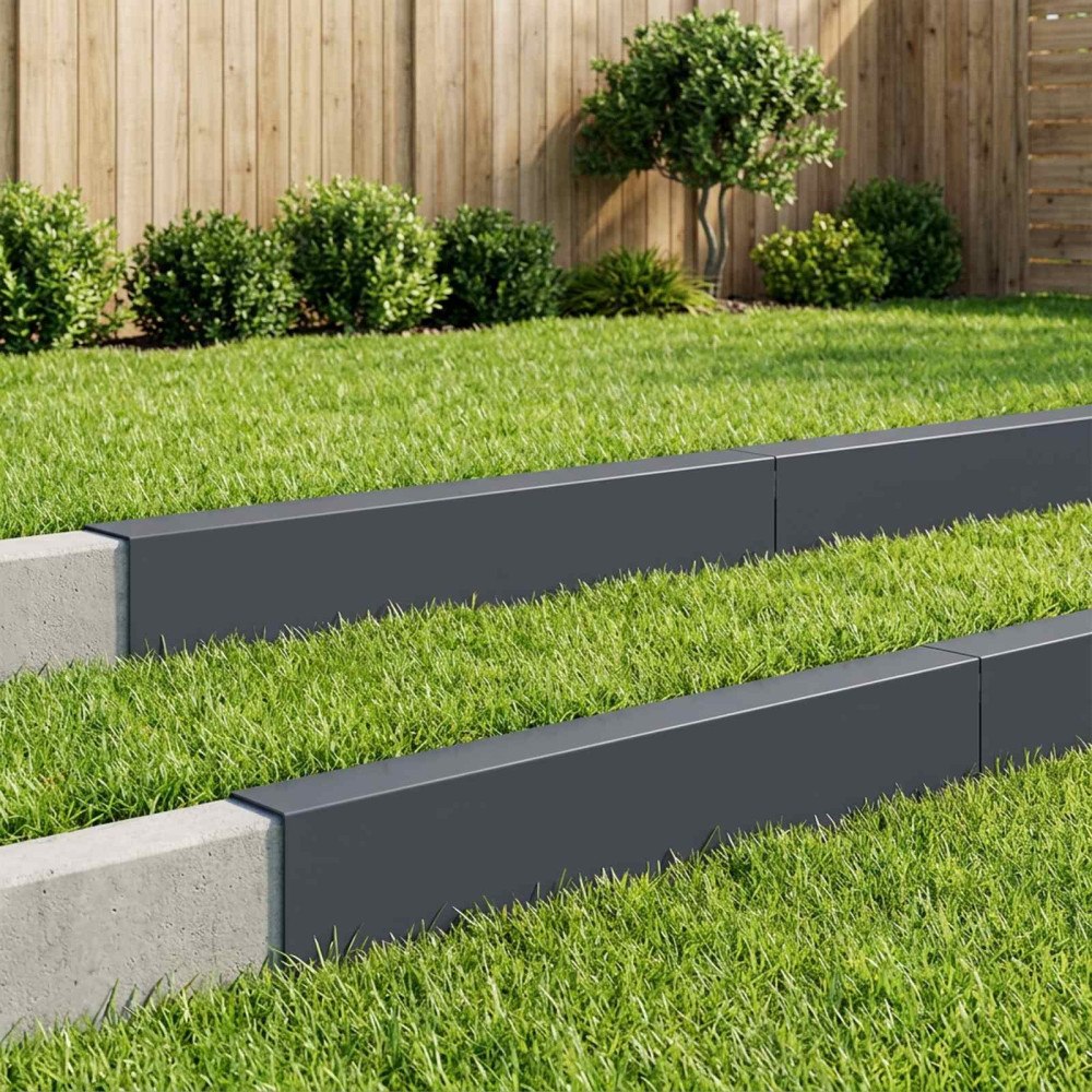 vidaXL Topprofil för rabattkant 10 st 100 x 15 x 15 cm Stål Antracit