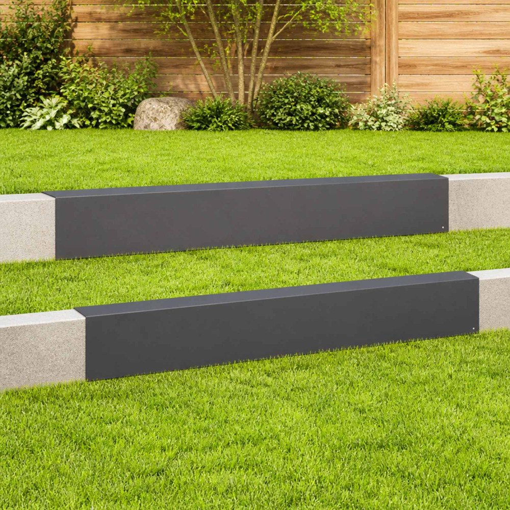 vidaXL Topprofil för rabattkant 2 st 100 x 20 x 15 cm Stål Svart