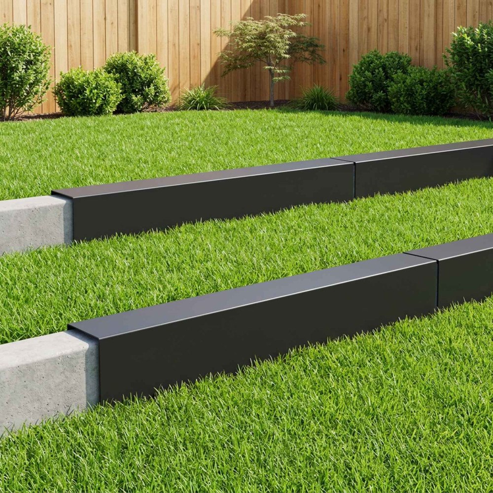 vidaXL Topprofil för rabattkant 10 st 100 x 20 x 15 cm Stål Svart