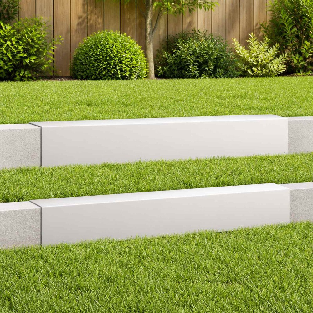 vidaXL Topprofil för rabattkant 2 st 100 x 20 x 15 cm Stål Vit