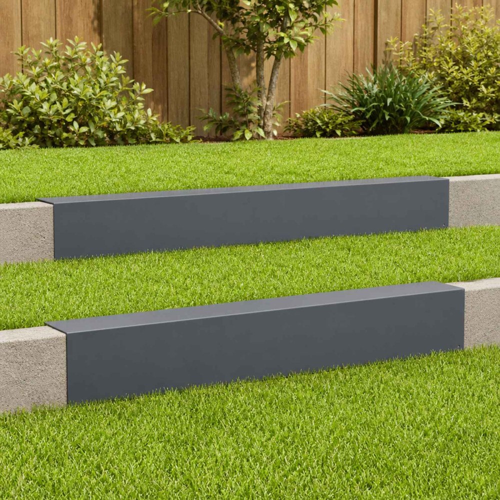 vidaXL Topprofil för rabattkant 2 st 100 x 20 x 15 cm Stål Antracit