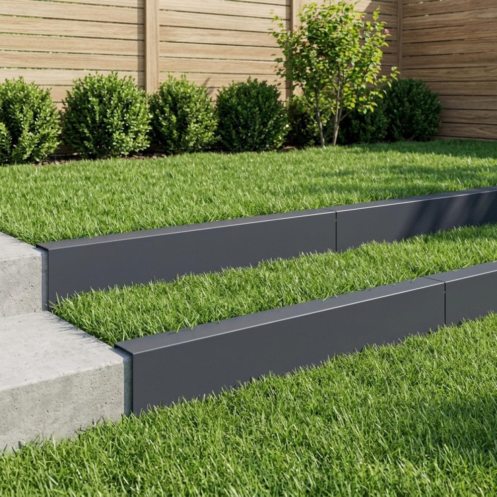 vidaXL Topprofil för rabattkant 10 st 100 x 20 x 15 cm Stål Antracit