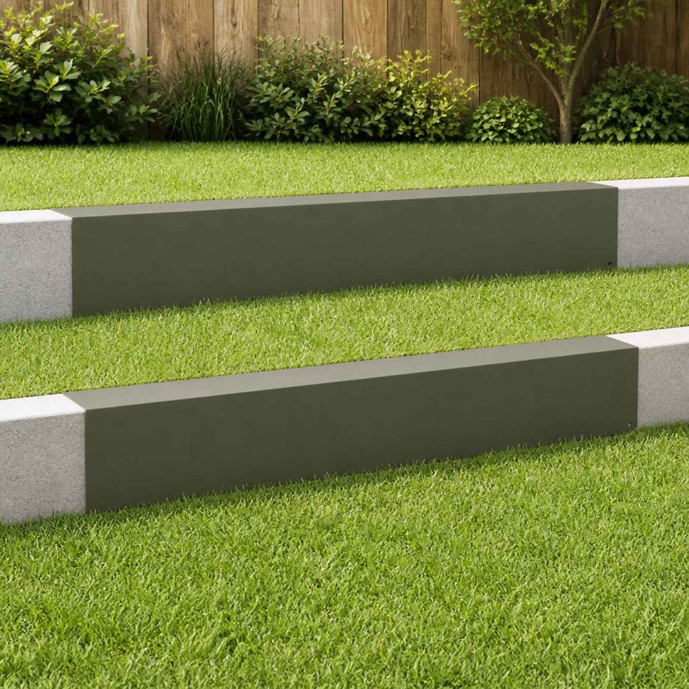 vidaXL Topprofil för rabattkant 2 st 100 x 20 x 15 cm Stål Olivgrön