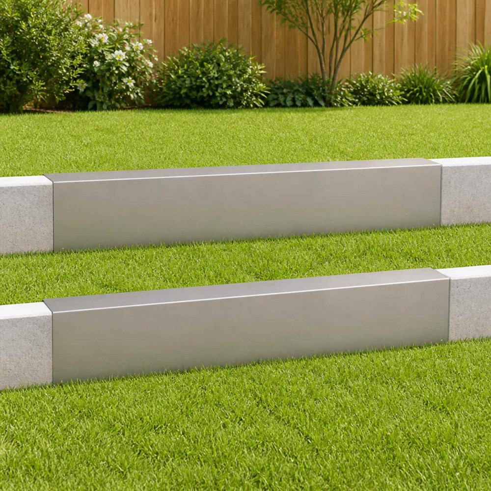 vidaXL Topprofil för rabattkant 2 st 100 x 20 x 15 cm Rostfritt stål