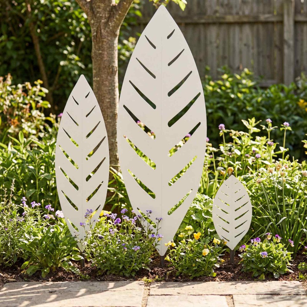 vidaXL Trädgårdspinne 3 st 116,5 x 35 x 3 cm Stål Vit