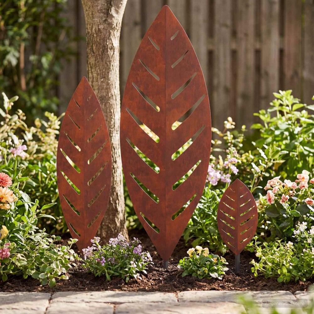 vidaXL Trädgårdspinne 3 st 116,5 x 35 x 3 cm Väderbeständig stål