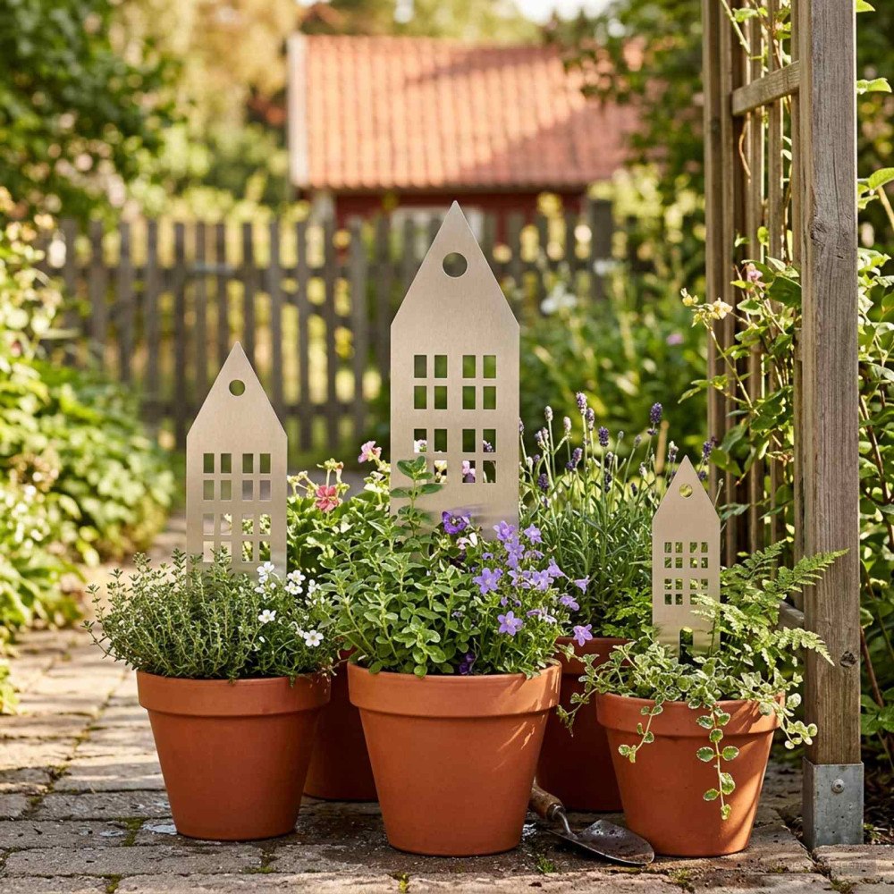 vidaXL Trädgårdspinne 3 st 41 x 10 x 0,08 cm Silver Rostfritt stål