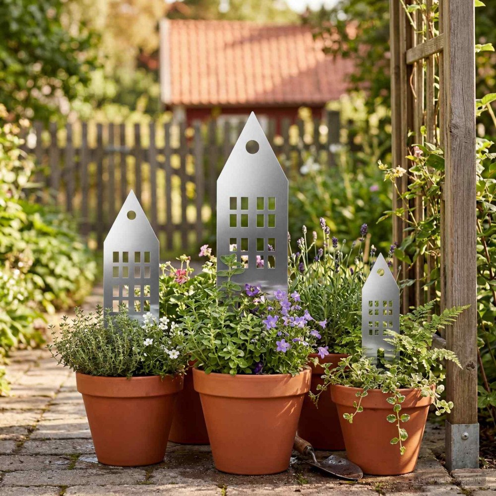 vidaXL Trädgårdspinne 3 st 41 x 10 x 0,08 cm Silver Galvaniserat stål