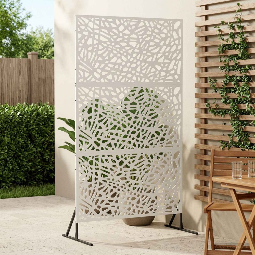 vidaXL Avskärmningsskärm 100 x 50 x 180 cm Stål Vit