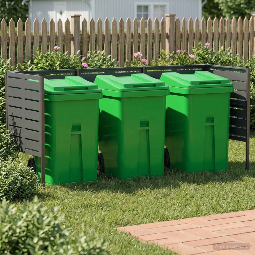 vidaXL Soptunneskärm 249 x 85 x 113 cm Stål Antracit