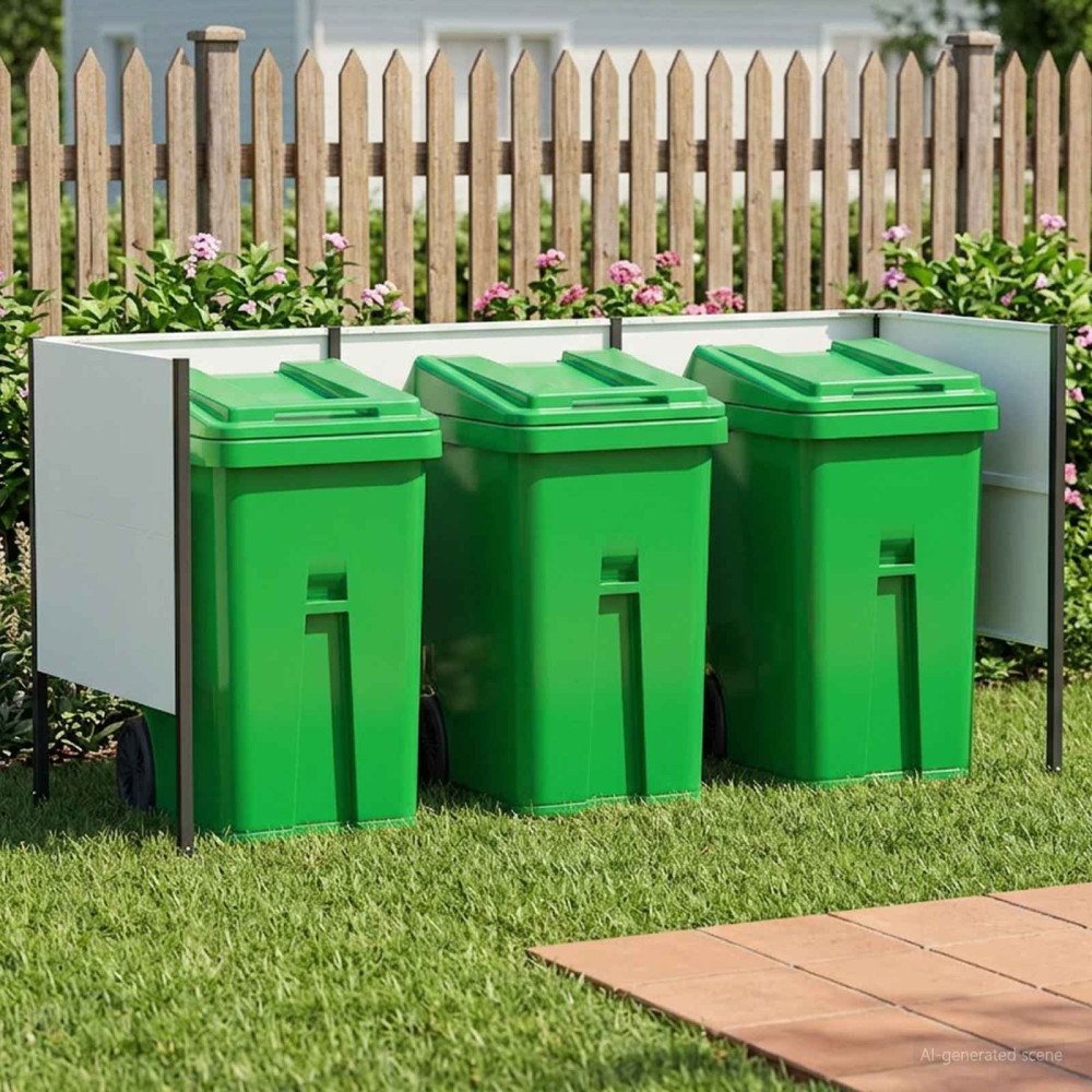 vidaXL Soptunneskärm 249 x 85 x 113 cm Stål Vit