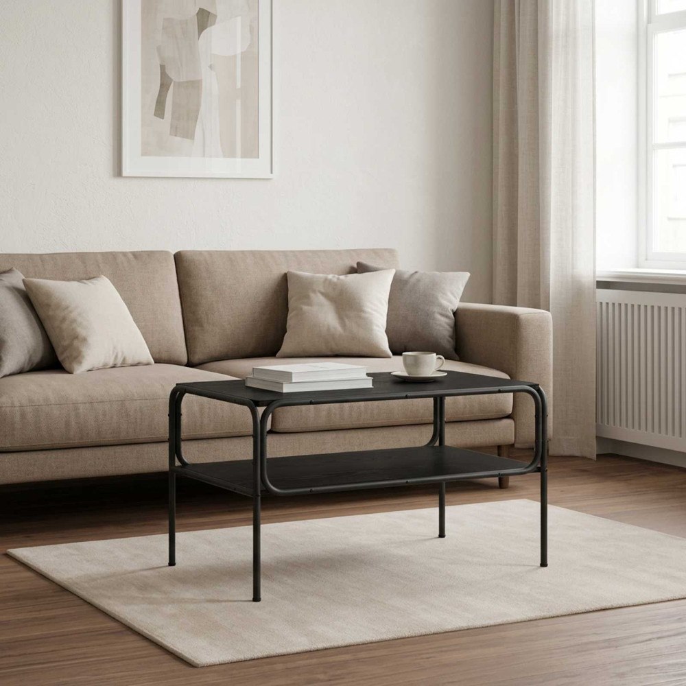 vidaXL Sidobord Svart ek 100 x 50 x 46 cm Konstruerat trä
