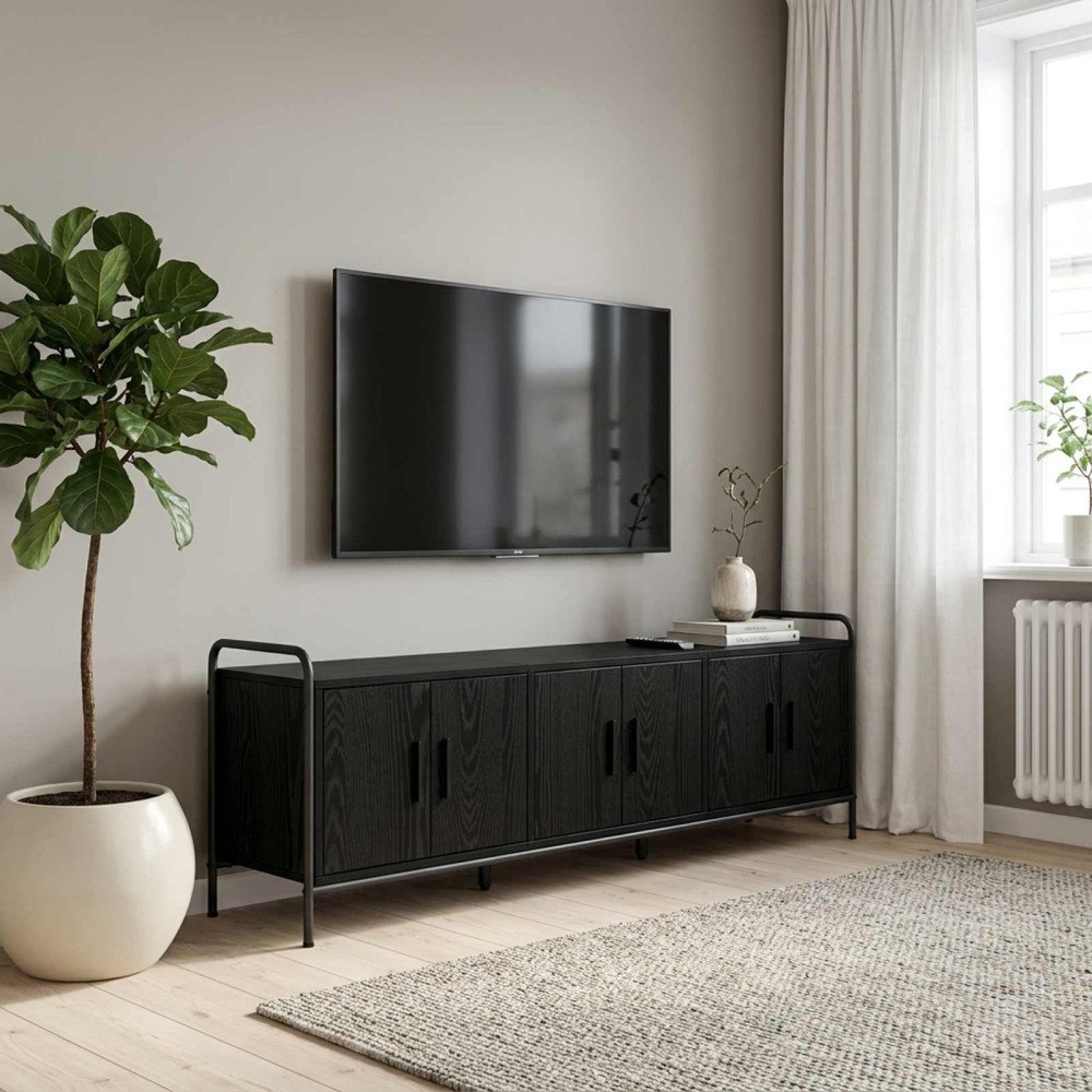 vidaXL TV-skåp 146 x 33 x 50 cm Svart ek Konstruerat trä