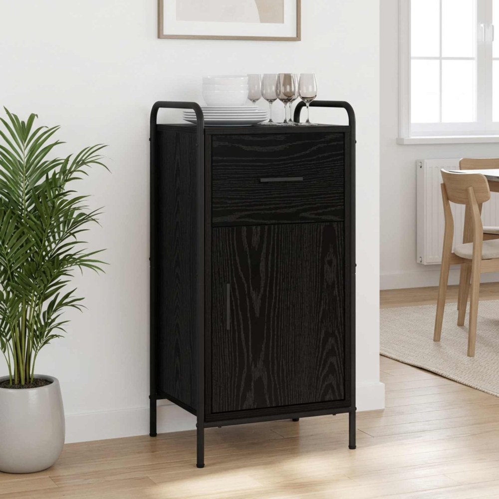 vidaXL Sideboard Svart ek 97 x 33 x 81 cm Konstruerat trä