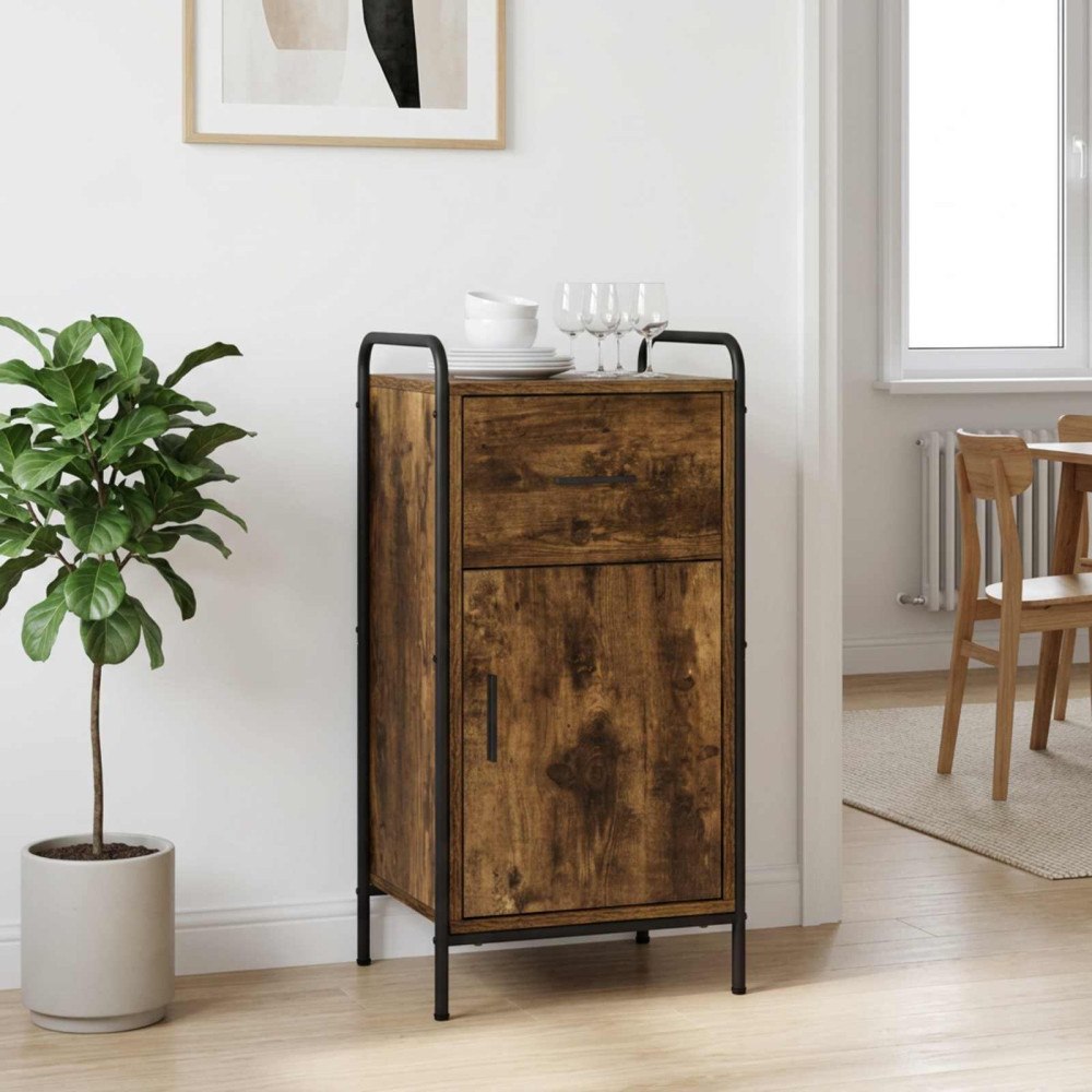 vidaXL Sideboard Rökt ek 97 x 33 x 81 cm Konstruerat trä