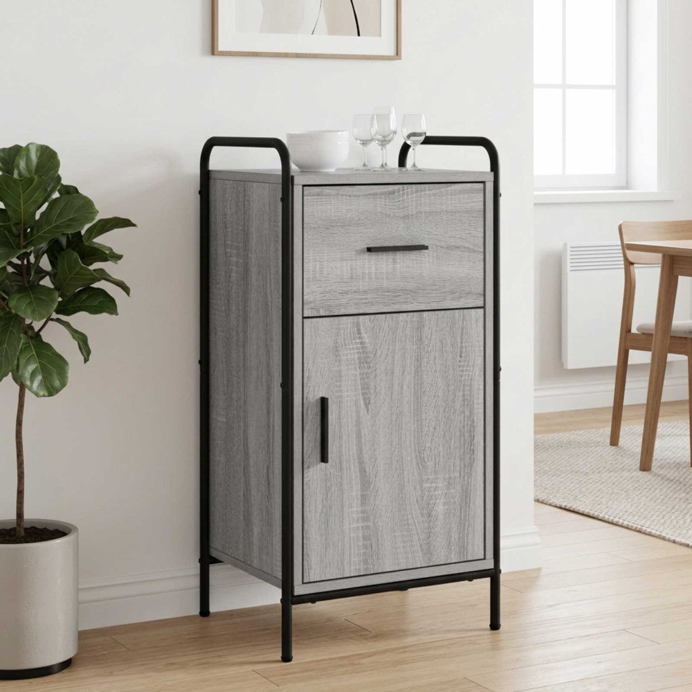 vidaXL Sideboard Grå Sonoma 97 x 33 x 81 cm Konstruerat trä