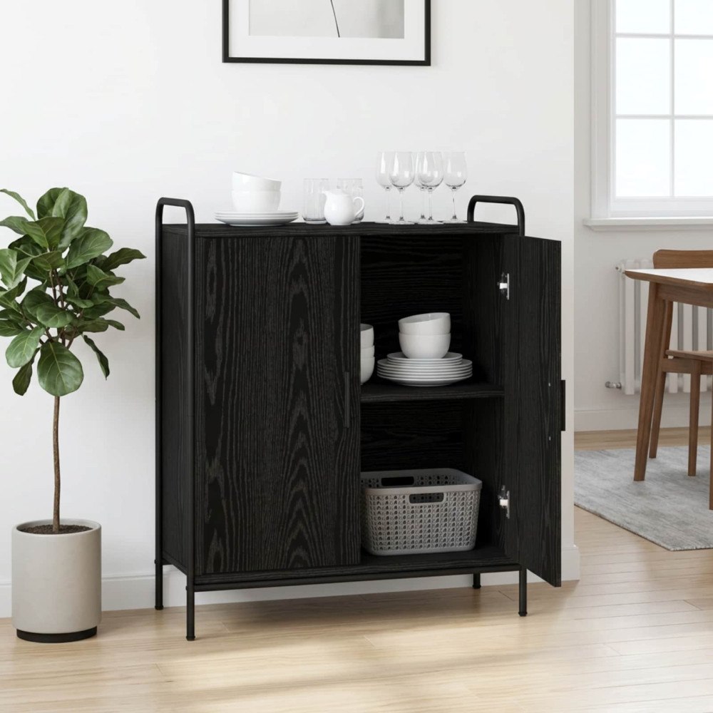 vidaXL Sideboard Svart ek 97 x 33 x 81 cm Konstruerat trä