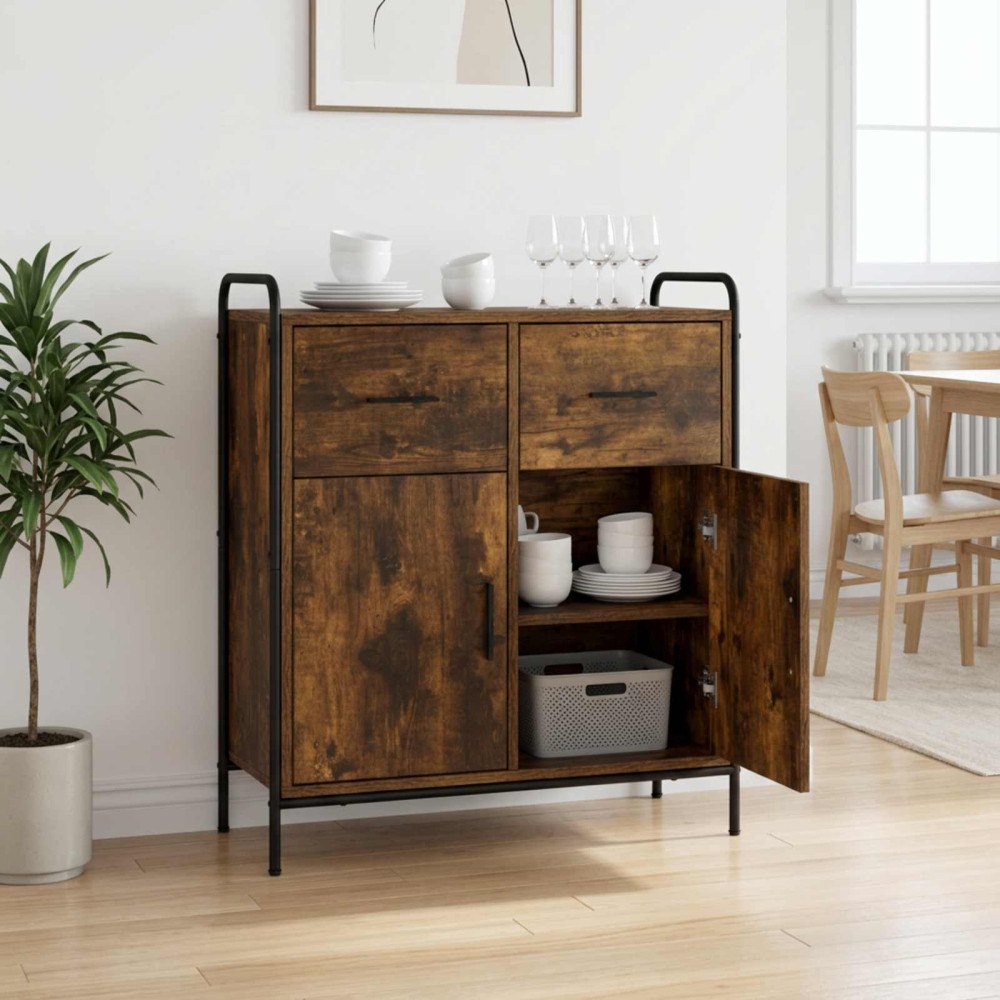 vidaXL Sideboard Rökt ek 97 x 33 x 81 cm Konstruerat trä