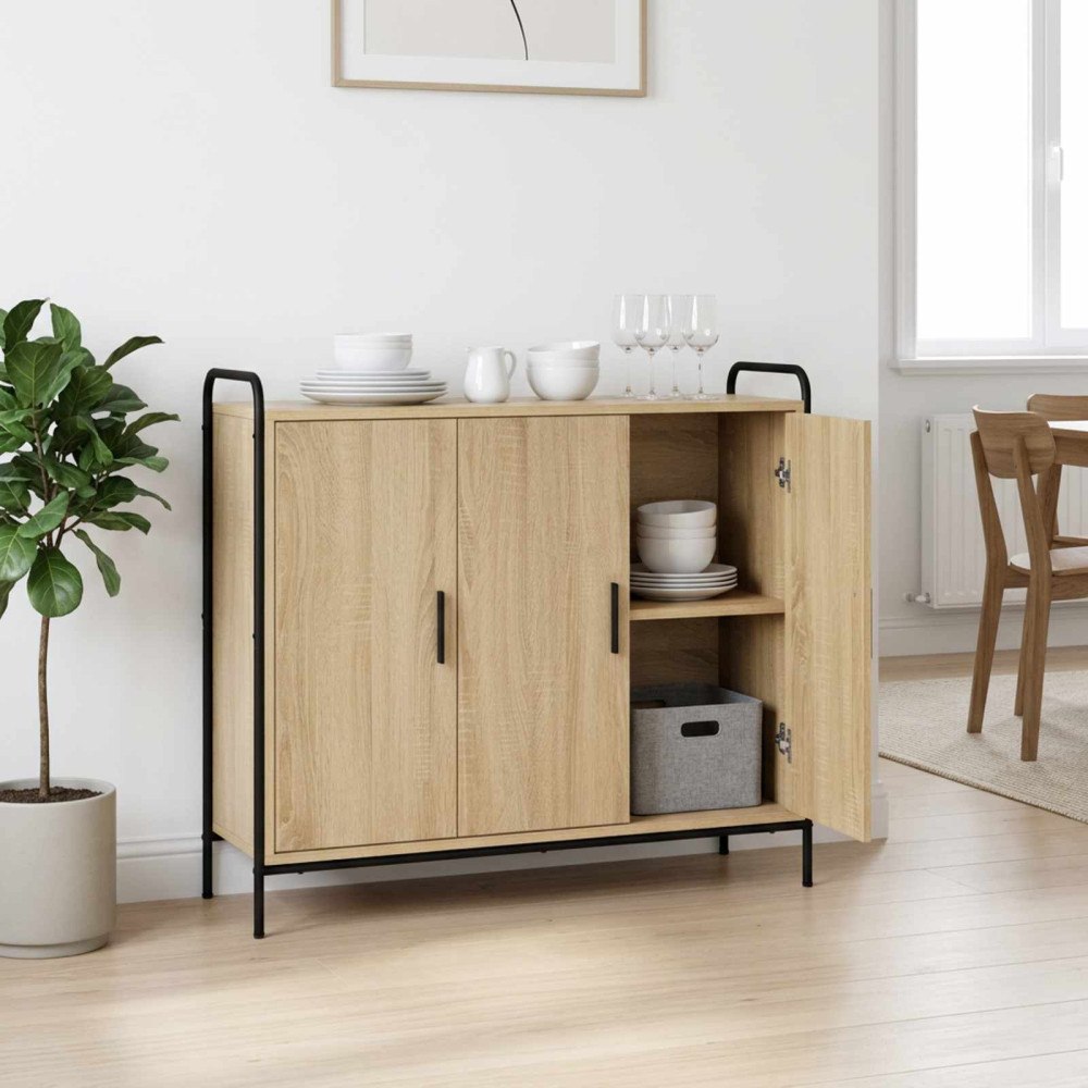 vidaXL Sideboard Sonoma-ek 97 x 33 x 81 cm Konstruerat trä