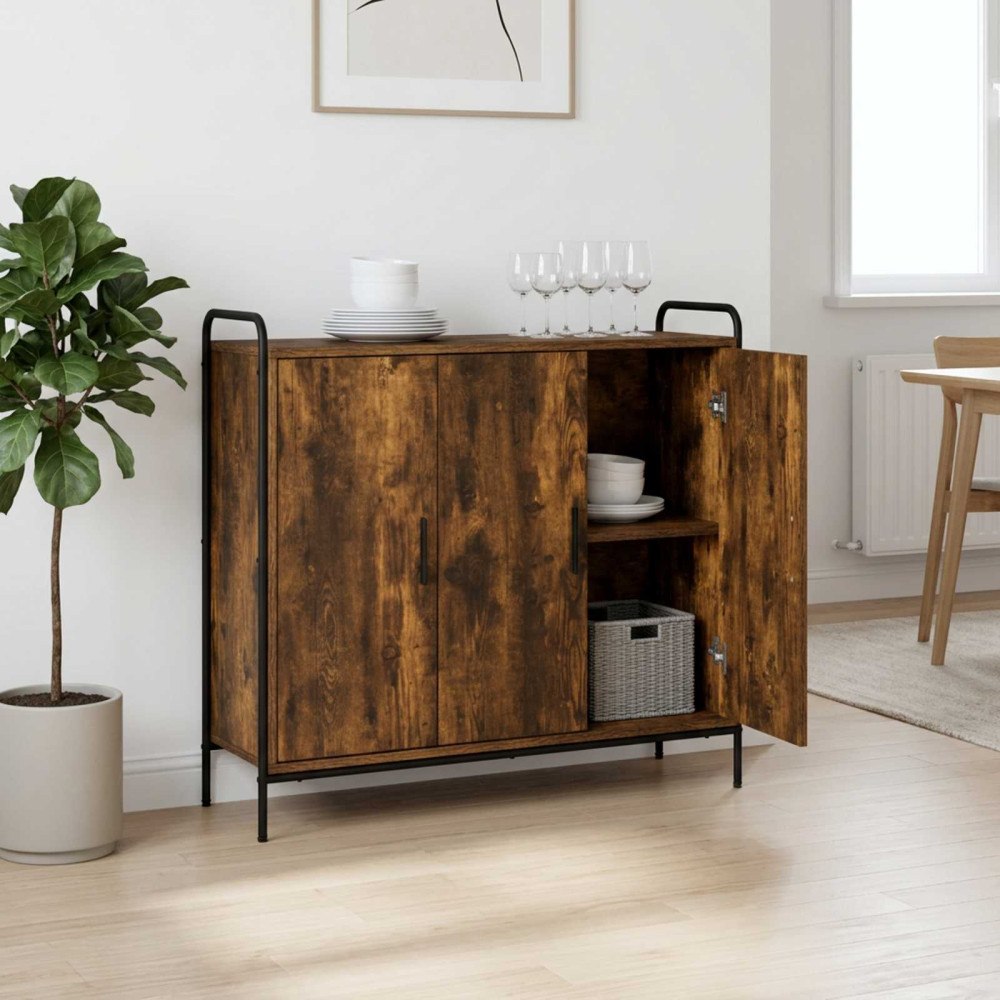 vidaXL Sideboard Rökt ek 97 x 33 x 81 cm Konstruerat trä