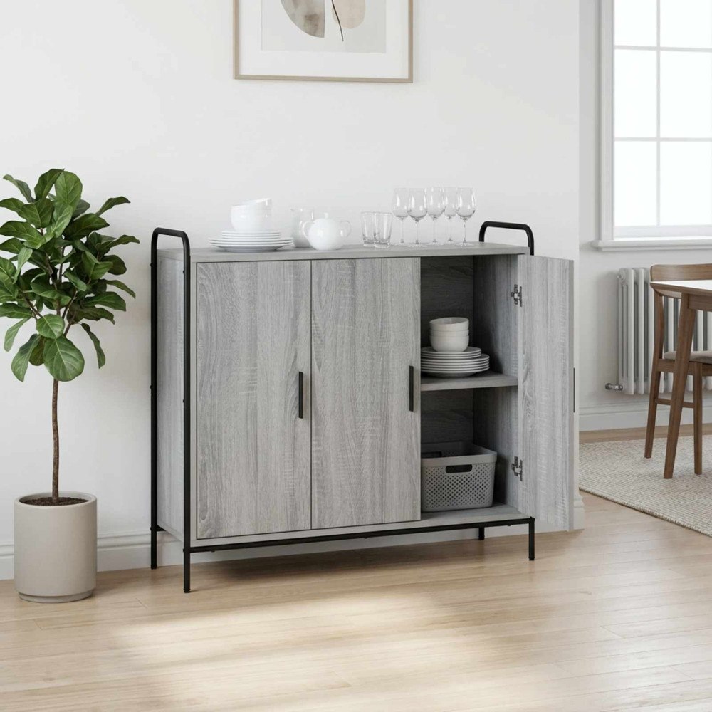 vidaXL Sideboard Grå Sonoma 97 x 33 x 81 cm Konstruerat trä