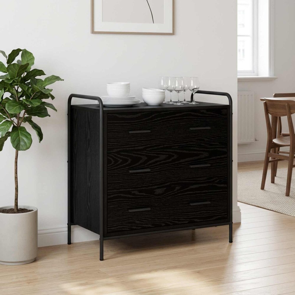 vidaXL Lådans skåp Svart ek 70 x 39,5 x 71 cm Konstruerat trä