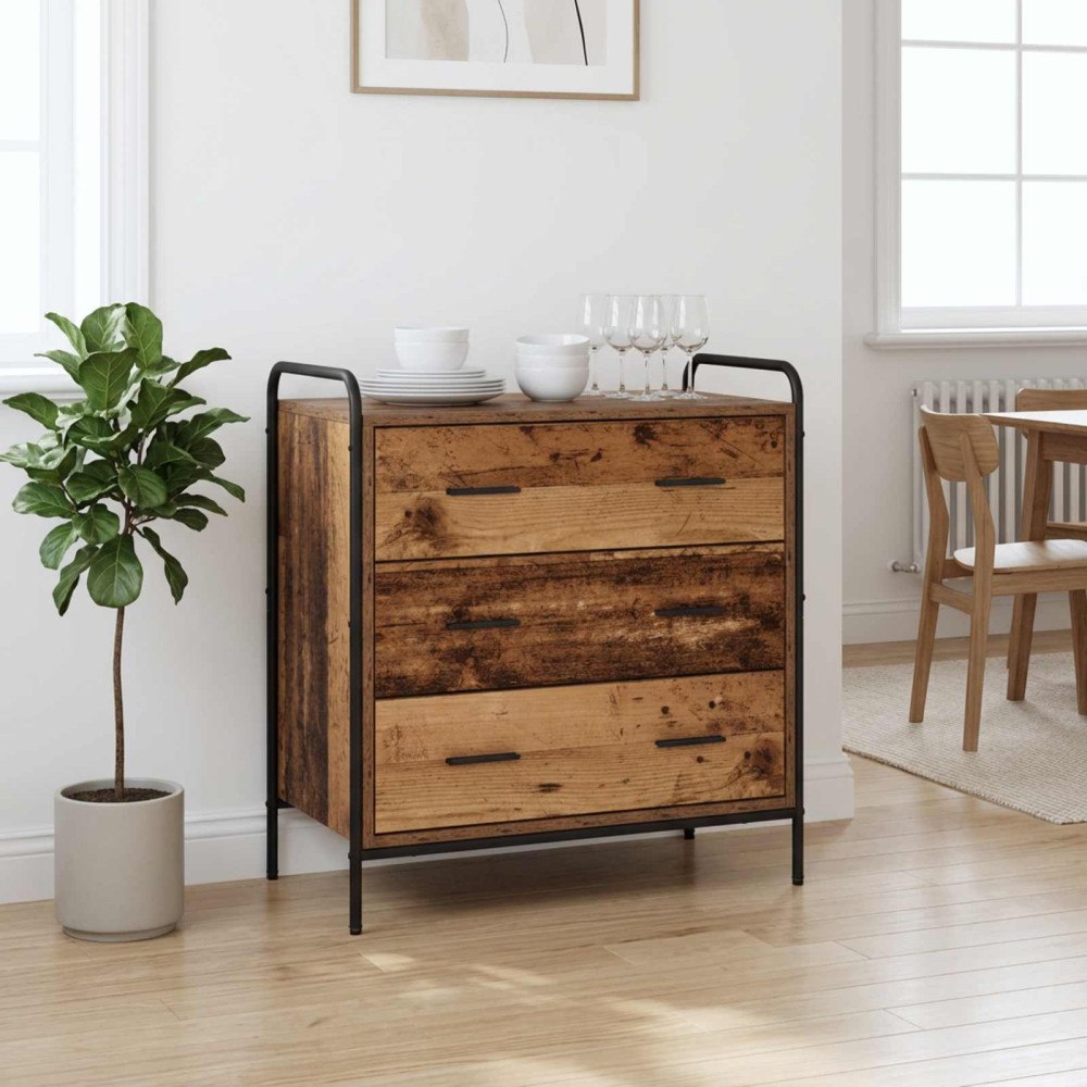 vidaXL Lådans skåp Gammalt trä 70 x 39,5 x 71 cm Konstruerat trä