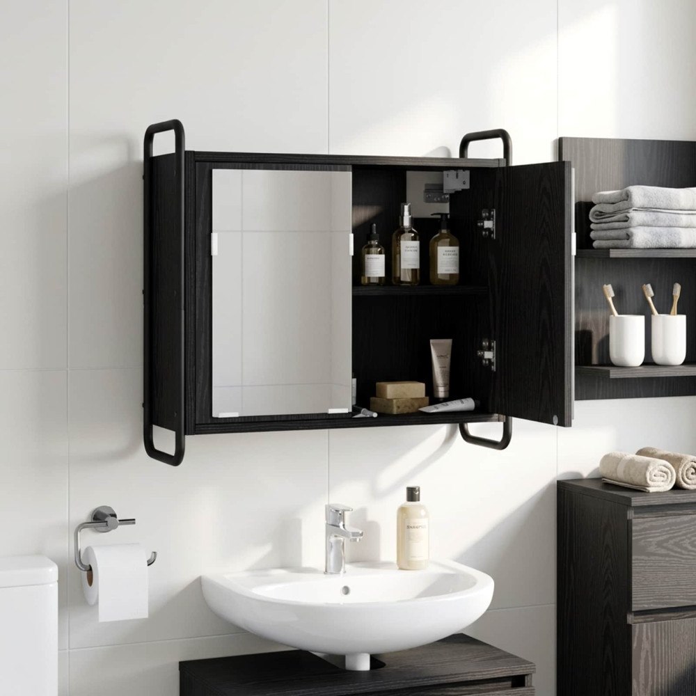 vidaXL Hängande Badrumsskåp Svart ek 64 x 20 x 56,5 cm Konstruerat trä