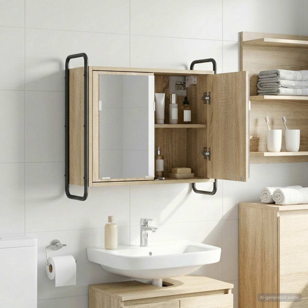 vidaXL Hängande Badrumsskåp Sonoma-ek 64 x 20 x 56,5 cm