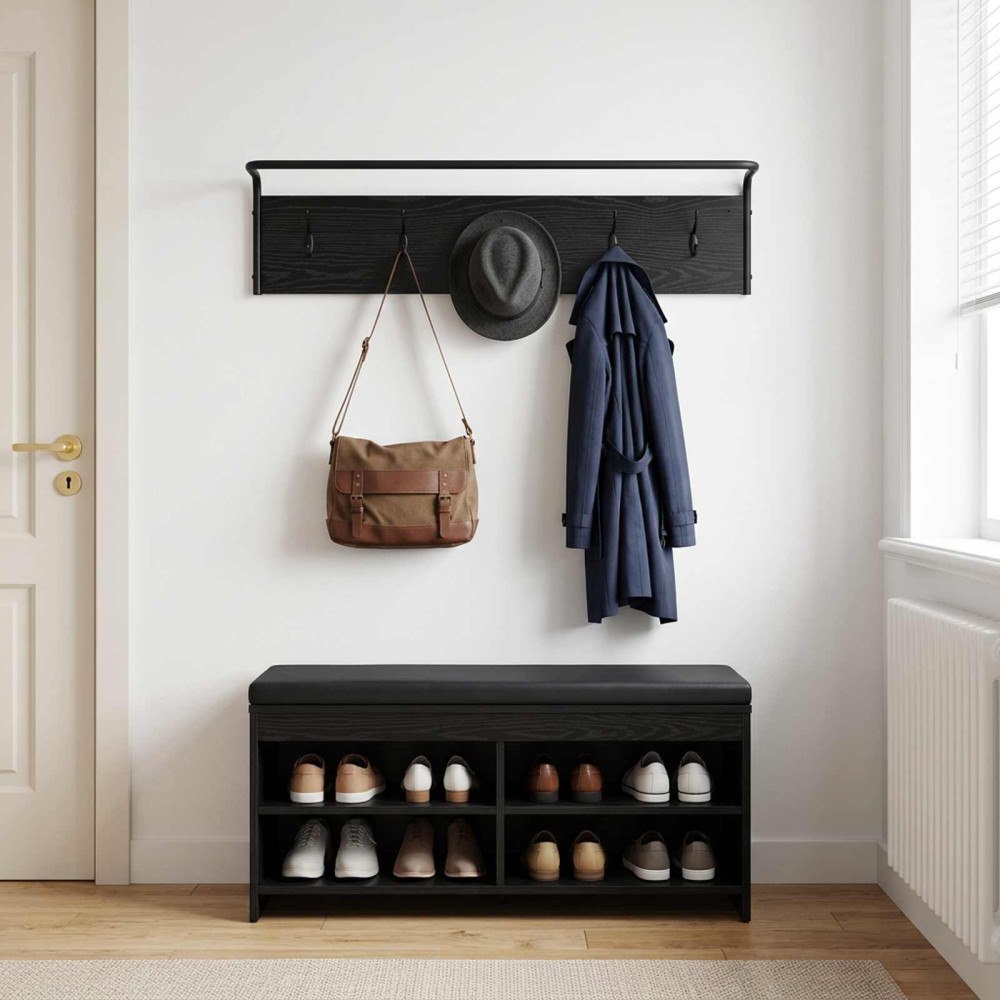 vidaXL Klädhängare Svart ek 100 x 30 x 25 cm Konstruerat trä