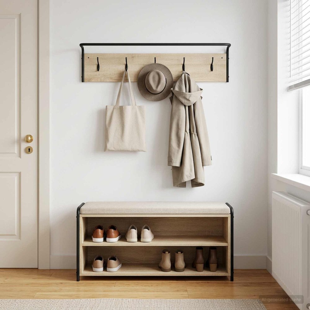 vidaXL Klädhängare Sonoma-ek 100 x 30 x 25 cm Konstruerat trä