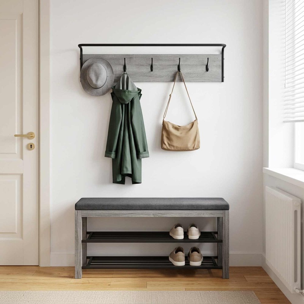 vidaXL Klädhängare Grå Sonoma 100 x 30 x 25 cm Konstruerat trä