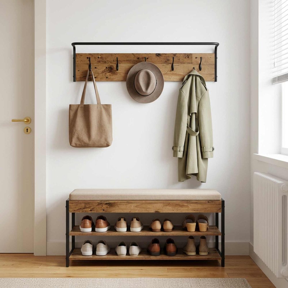 vidaXL Klädhängare Gammalt trä 100 x 30 x 25 cm Konstruerat trä