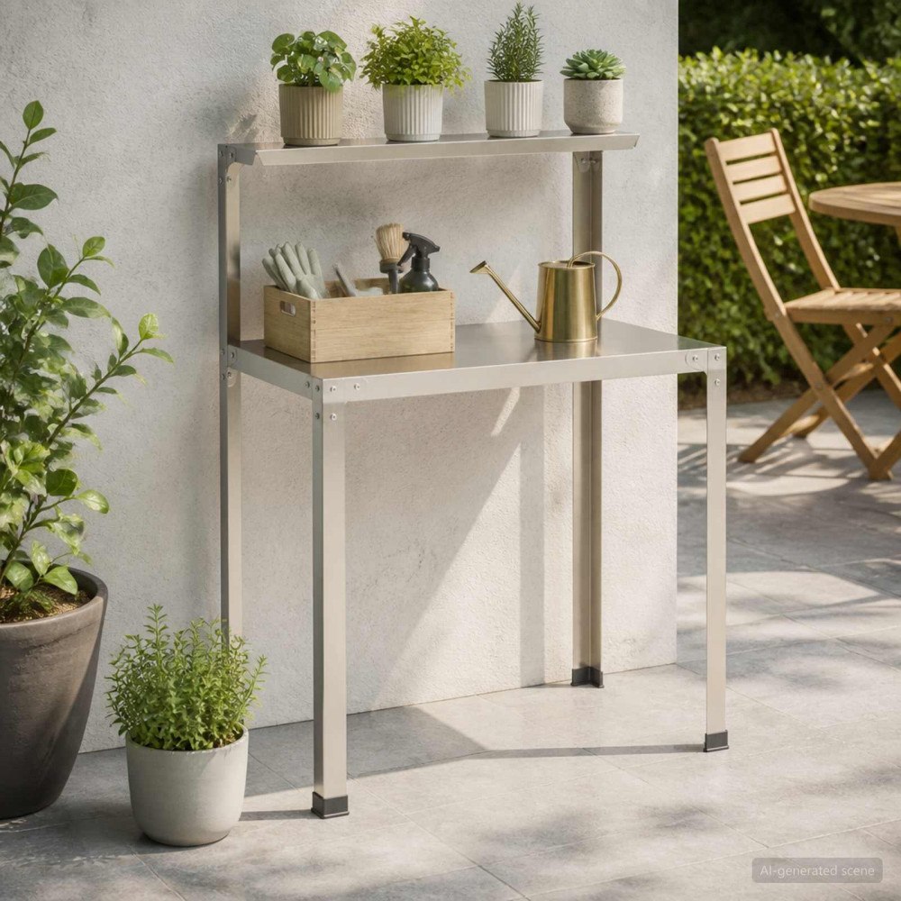 vidaXL Planteringsbord 60 x 50 x 104 cm Rostfritt stål Silver