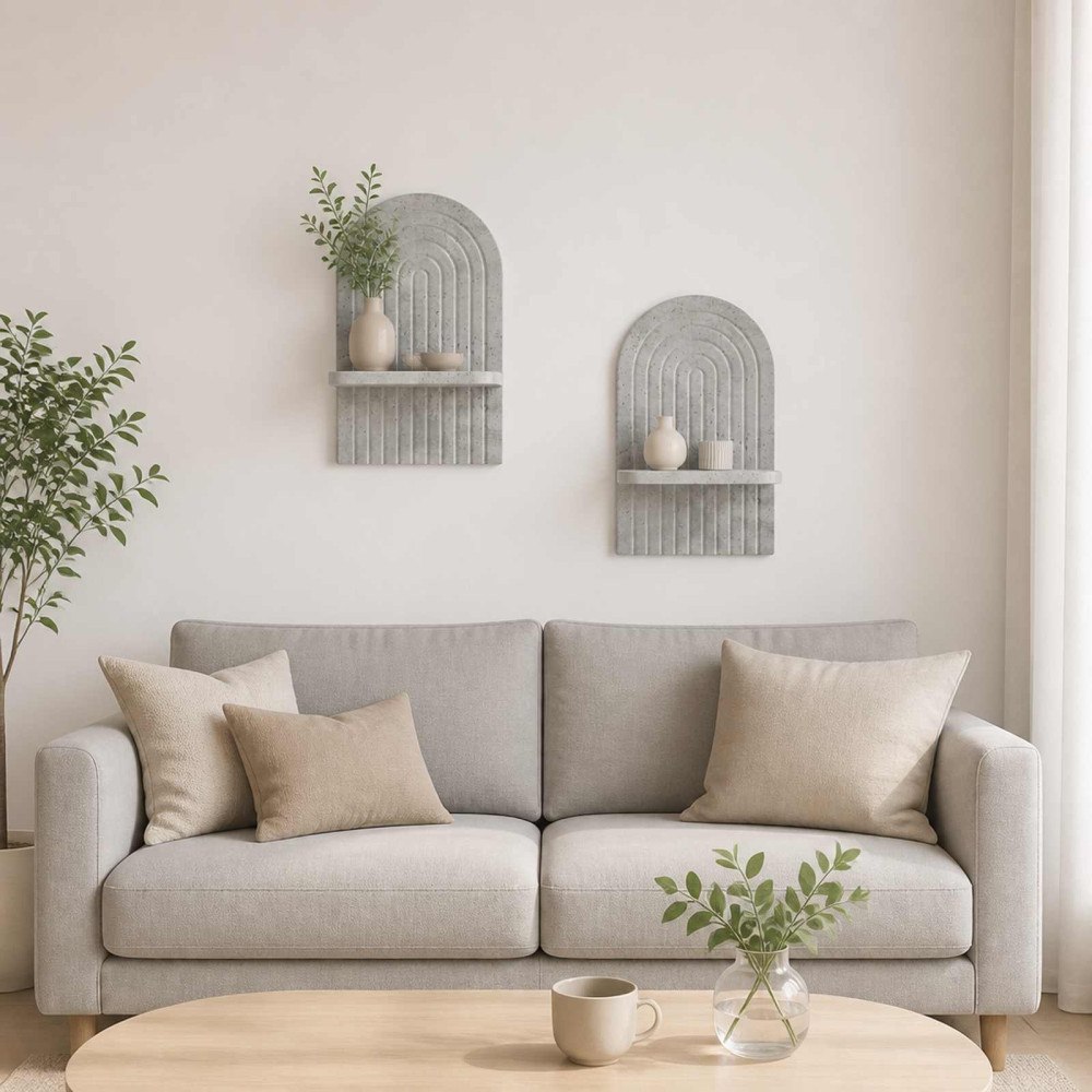 vidaXL Vägg hylla 2 st Betonggrå 23 x 13.5 x 37.5 cm Konstruerat trä