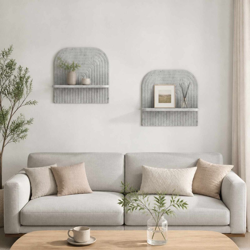 vidaXL Vägg hylla 2 st Betonggrå 41 x 13.5 x 37.5 cm Konstruerat trä