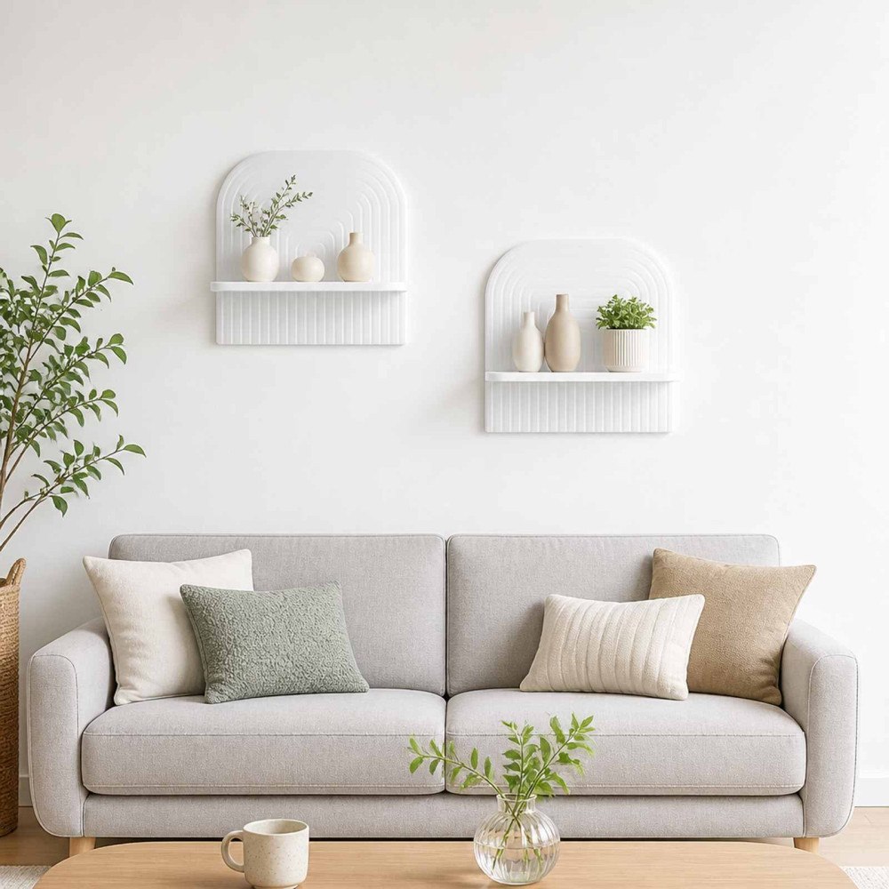 vidaXL Vägg hylla 2 st Vit högglans 41 x 13.5 x 37.5 cm