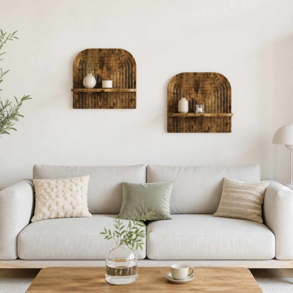 vidaXL Vägg hylla 2 st Rökt ek 41 x 13.5 x 37.5 cm Konstruerat trä