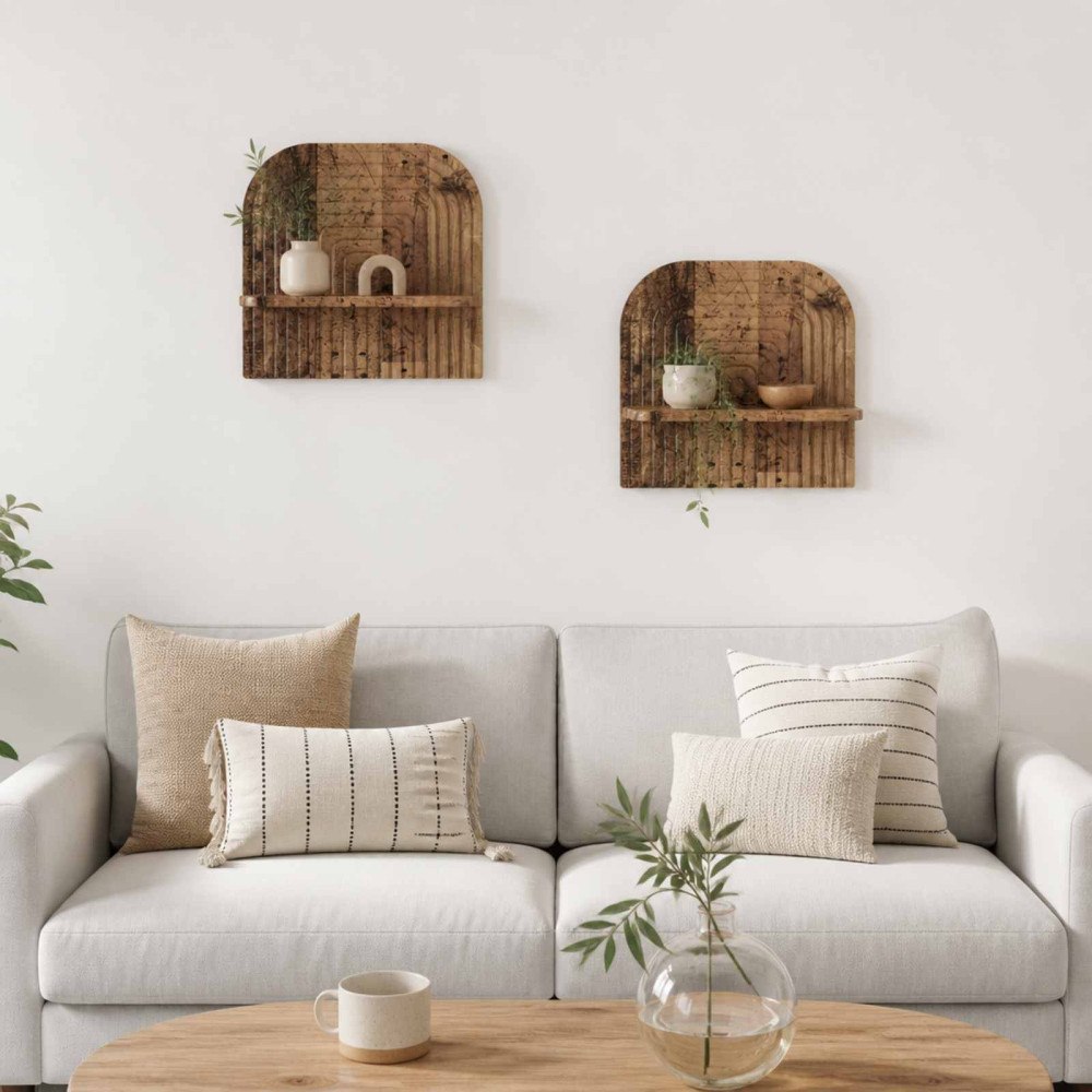 vidaXL Vägg hylla 2 st Gammalt trä 41 x 13,5 x 37,5 cm Konstruerat trä