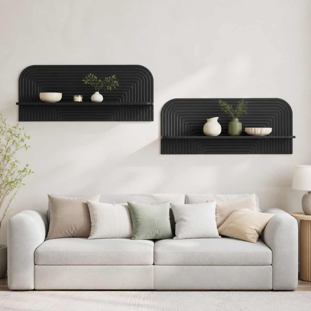 vidaXL Vägg hylla 2 st Svart 102 x 13.5 x 37.5 cm Konstruerat trä