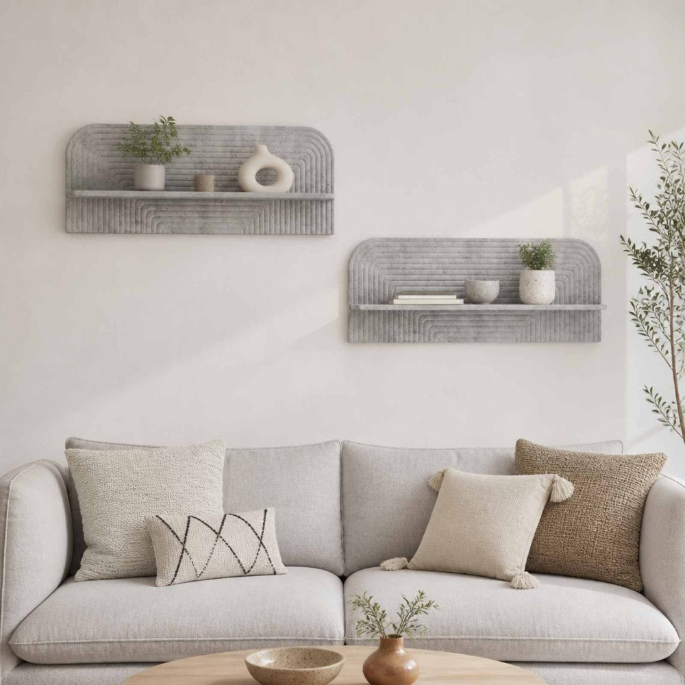 vidaXL Vägg hylla 2 st Betonggrå 102 x 13.5 x 37.5 cm Konstruerat trä